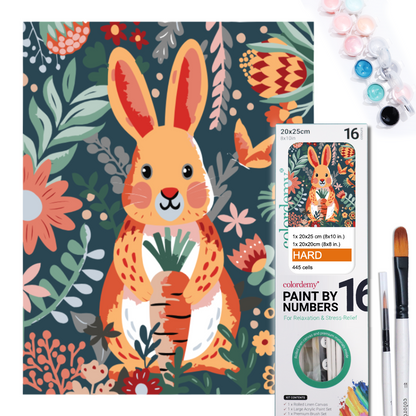 2-in-1 Paint by Numbers Kit - Rolled Canvases (20x25cm & 20x20cm), 16 Colours (Hue & Whimsy - Bunny)