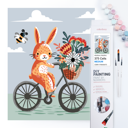 40x50cm Paint by Numbers Kit: Bunny's Breezy Ride: Bicycle Adventure with Bee