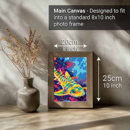2-in-1 Paint by Numbers Kit - Rolled Canvases (20x25cm & 20x20cm), 16 Colours (Sea Life - Zebra Shark)