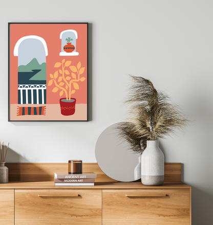 40x50cm Paint by Numbers Kit: Balcony Retreat: Minimalist Mountain View