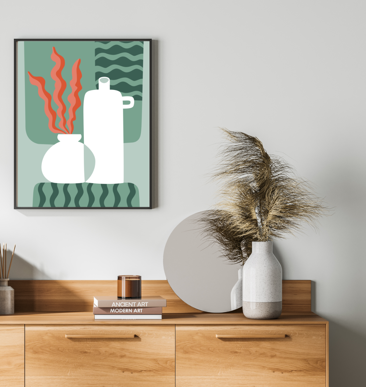 40x50cm Paint by Numbers Kit: Minimalist Elegance: White Vase with Wavy Red Plant