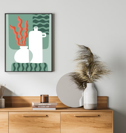 40x50cm Paint by Numbers Kit: Minimalist Elegance: White Vase with Wavy Red Plant