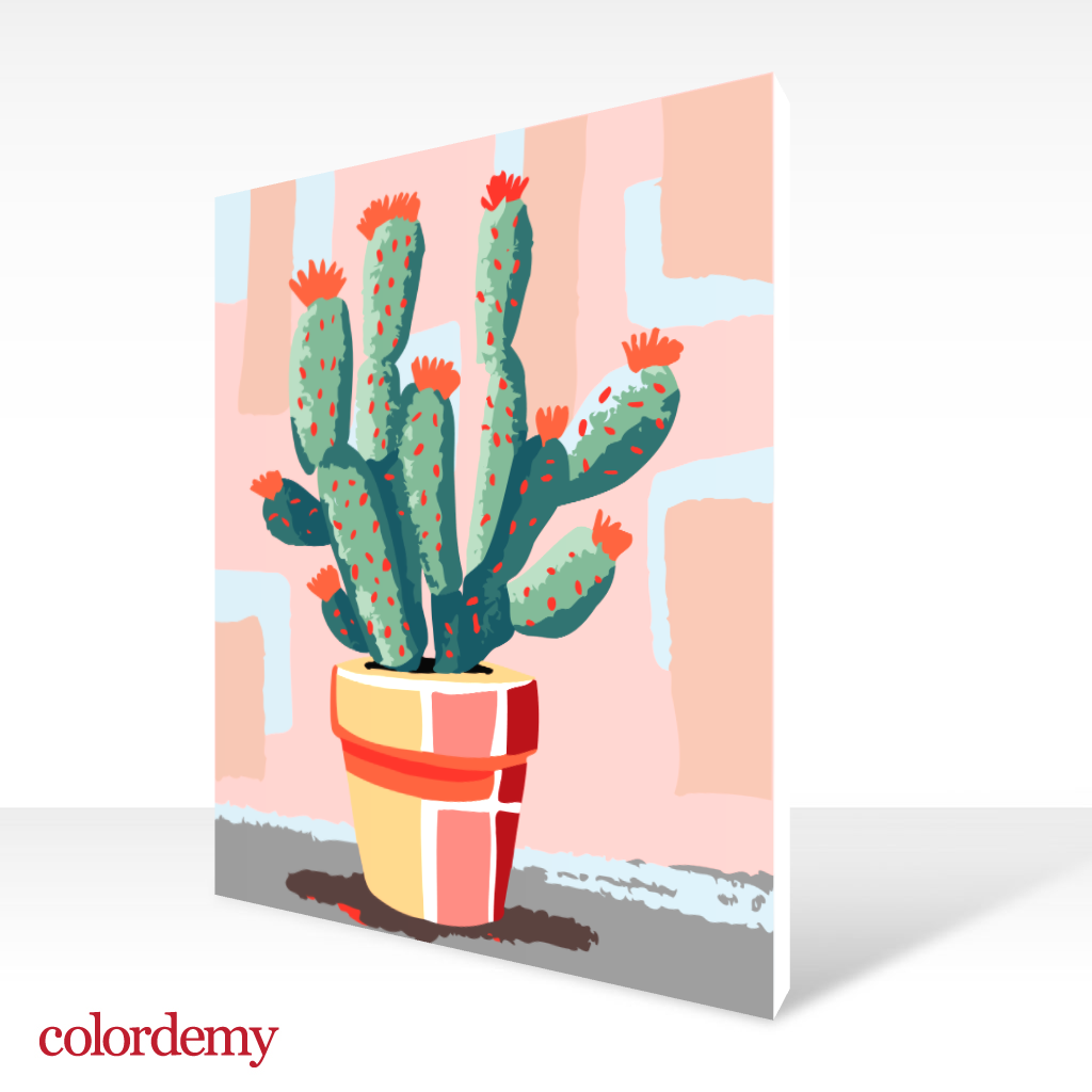 40x50cm Paint by Numbers Kit: Cactus pot paint by numbers kit in Matisse style