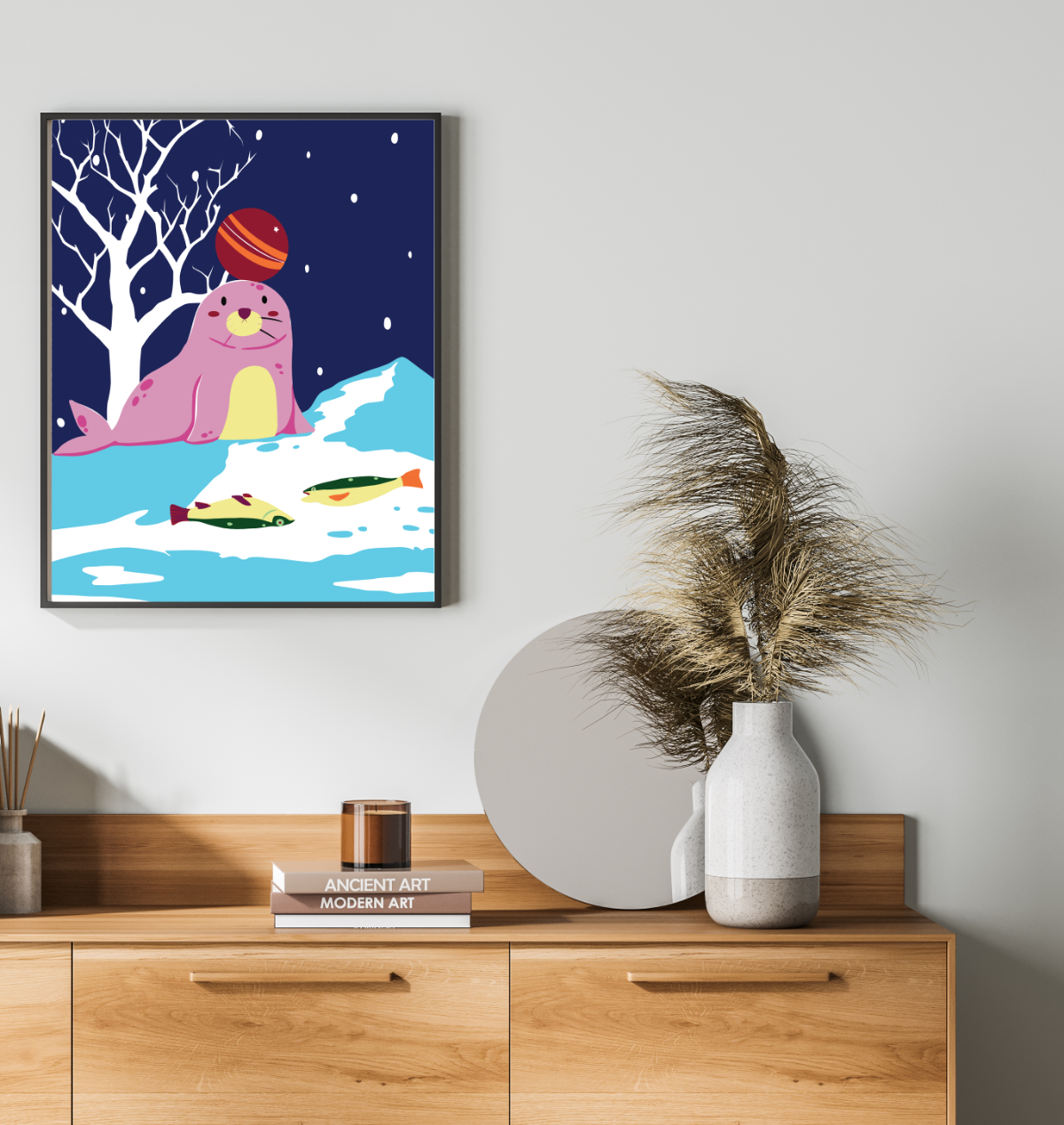 40x50cm Paint by Numbers Kit: Snowy Serenity: Pink Simple Seal