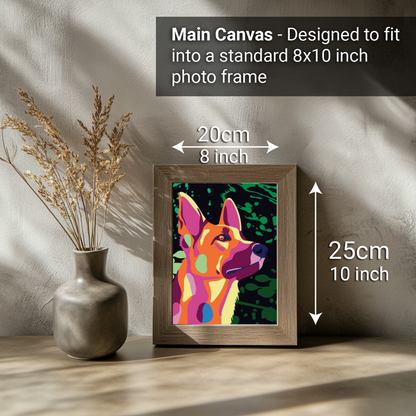 2-in-1 Paint by Numbers Kit - Rolled Canvases (20x25cm & 20x20cm), 16 Colours (Proud Little Paws - Shepherd)