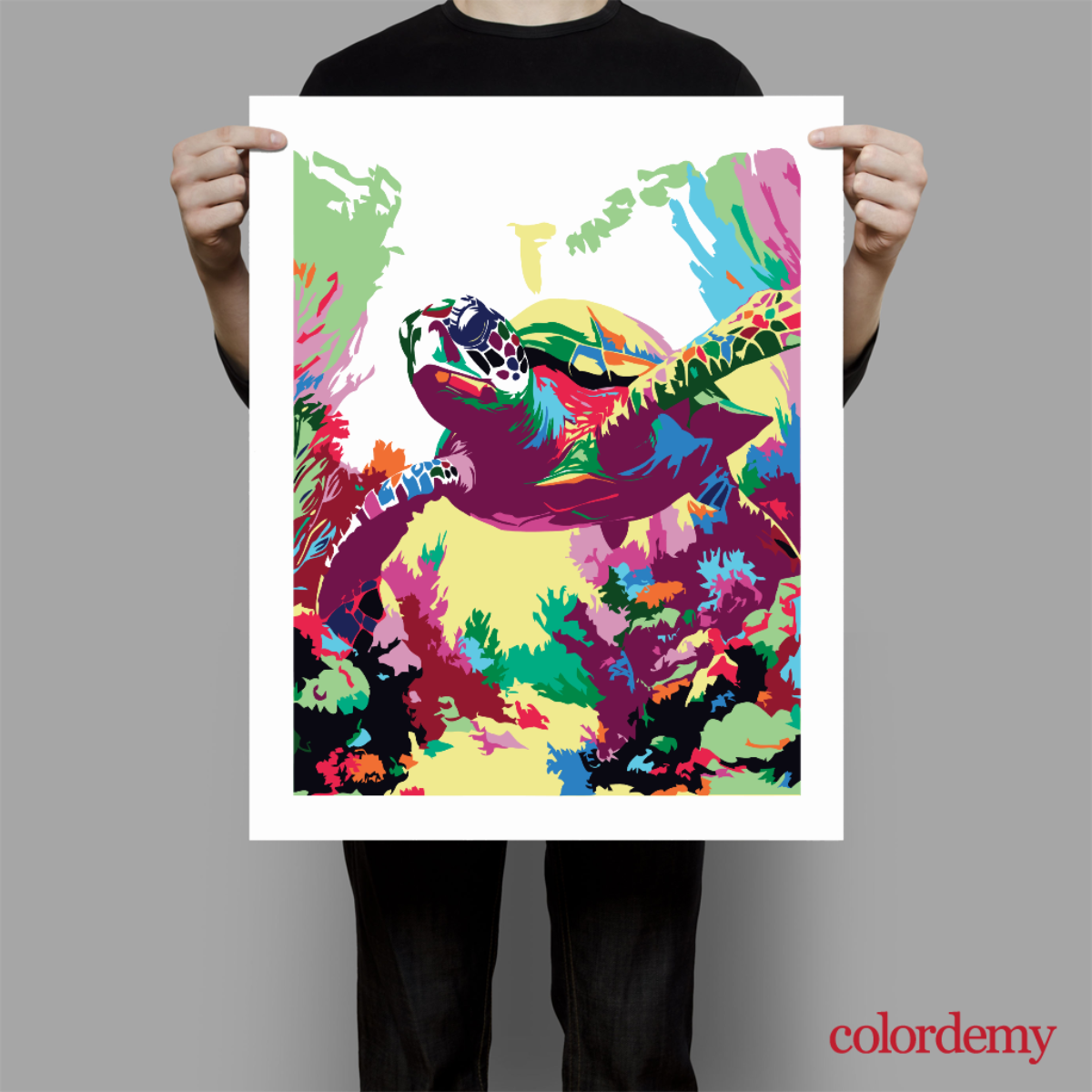 40x50cm Paint by Numbers Kit - Rolled Canvases, 16 Colours (Abstract Wild Collection - Sea Turtle)