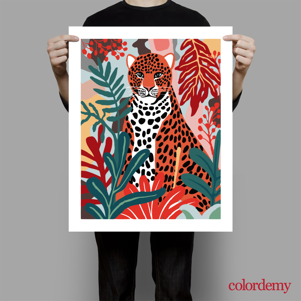 40x50cm Paint by Numbers Kit: Leopard Elegance in Matisse Hues