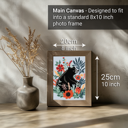2-in-1 Paint by Numbers Kit - Rolled Canvases (20x25cm & 20x20cm), 16 Colours (Hue & Whimsy - Bear)