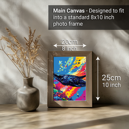 2-in-1 Paint by Numbers Kit - Rolled Canvases (20x25cm & 20x20cm), 16 Colours (Sea Life - Stingray)