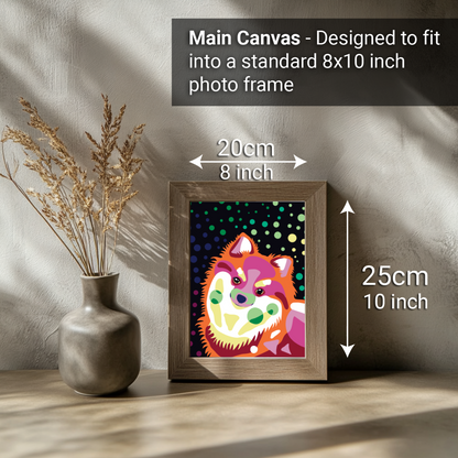 2-in-1 Paint by Numbers Kit - Rolled Canvases (20x25cm & 20x20cm), 16 Colours (Proud Little Paws - Pomeranian)