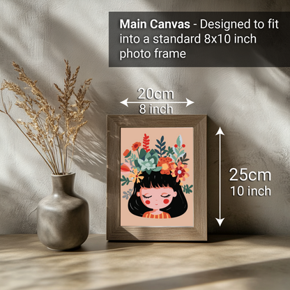2-in-1 Paint by Numbers Kit - Rolled Canvases (20x25cm & 20x20cm), 16 Colours (Little Girl)
