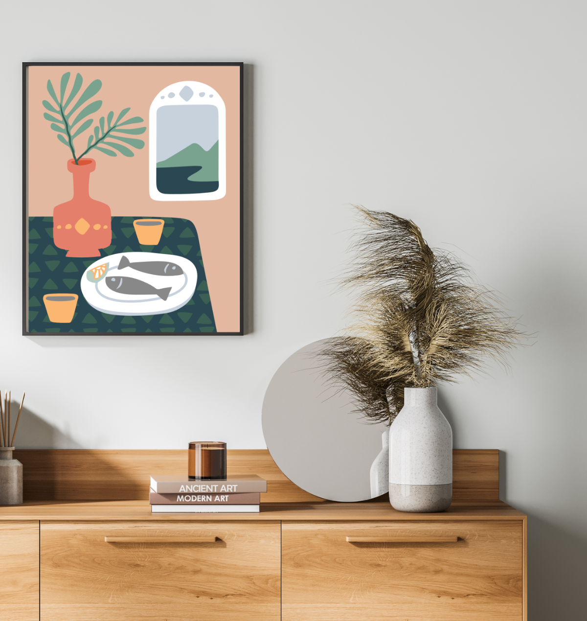 40x50cm Paint by Numbers Kit: Serenity in Contrast: Minimalist Dark Blue Table