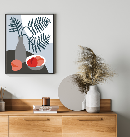 40x50cm Paint by Numbers Kit:  Elegant Simplicity: Minimalist Grey Vase and Peaches