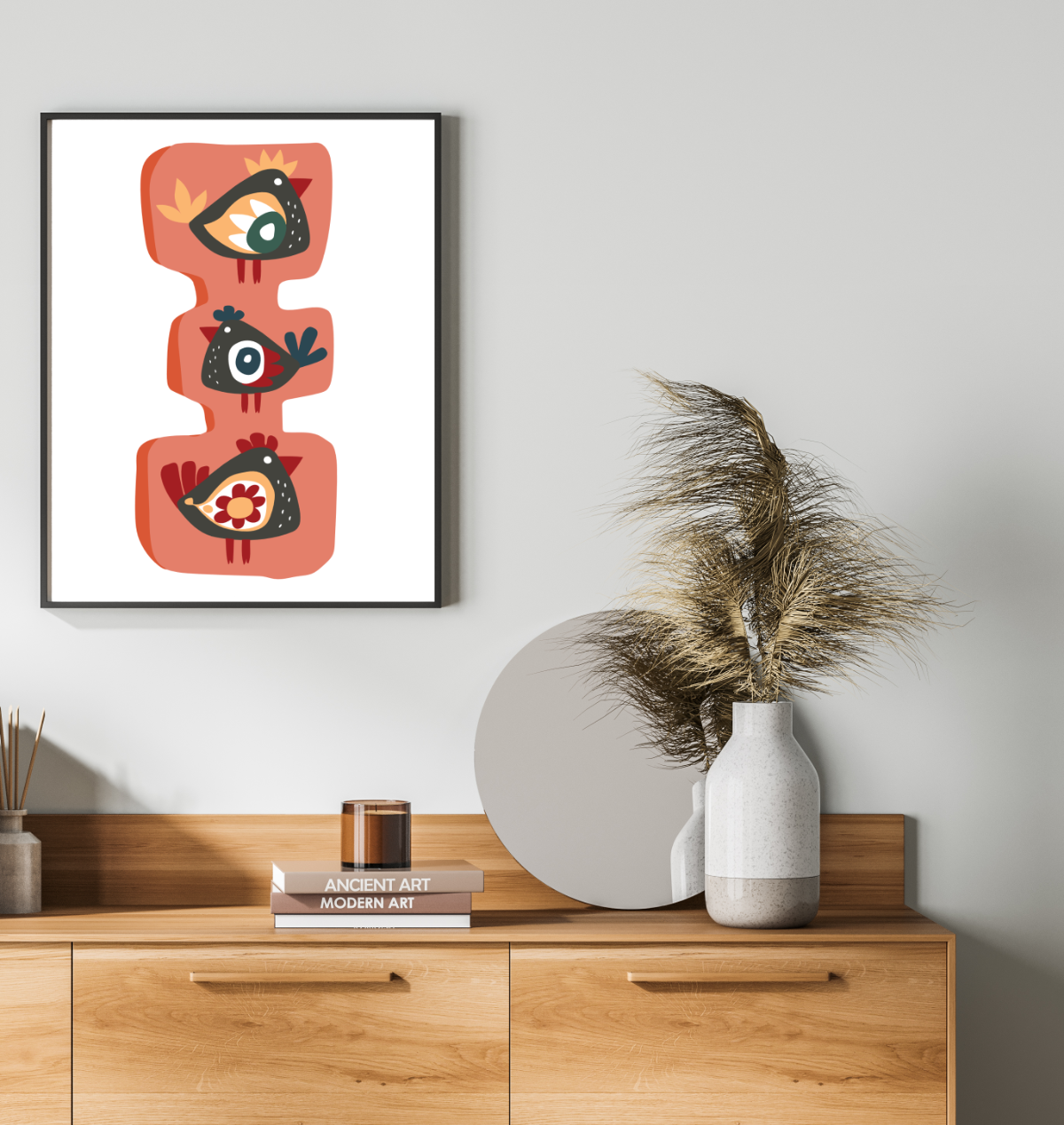 40x50cm Paint by Numbers Kit: Avian Totem: Minimalist Red Triangles