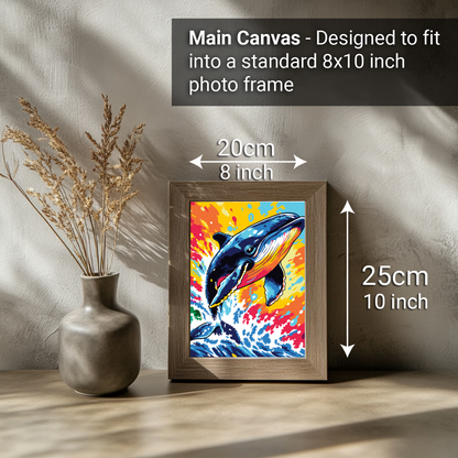 2-in-1 Paint by Numbers Kit - Rolled Canvases (20x25cm & 20x20cm), 16 Colours (Sea Lfe - Whale)