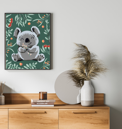40x50cm Paint by Numbers Kit: Koala's Tranquil Haven: Cute Koala Seated Among Leaves