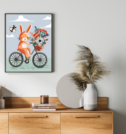 40x50cm Paint by Numbers Kit: Bunny's Breezy Ride: Bicycle Adventure with Bee