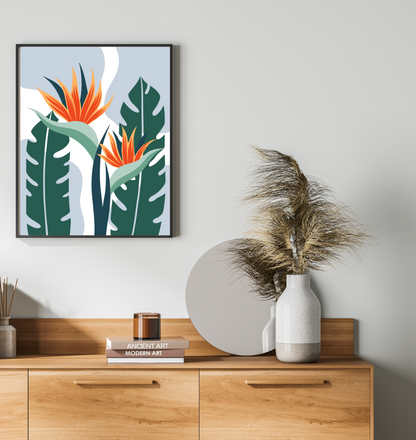 40x50cm Paint by Numbers Kit: Exotic Blooms: Leaves with Vibrant Orange Flower