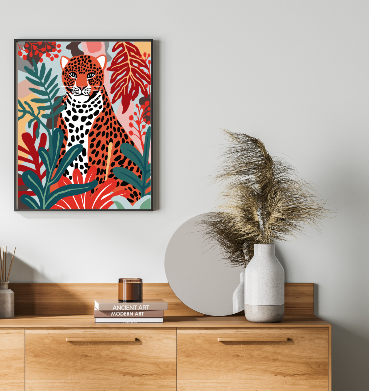 40x50cm Paint by Numbers Kit: Leopard Elegance in Matisse Hues
