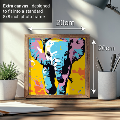 2-in-1 Paint by Numbers Kit - Rolled Canvases (20x25cm & 20x20cm), 16 Colours (Pop Party Palette - Elephant)