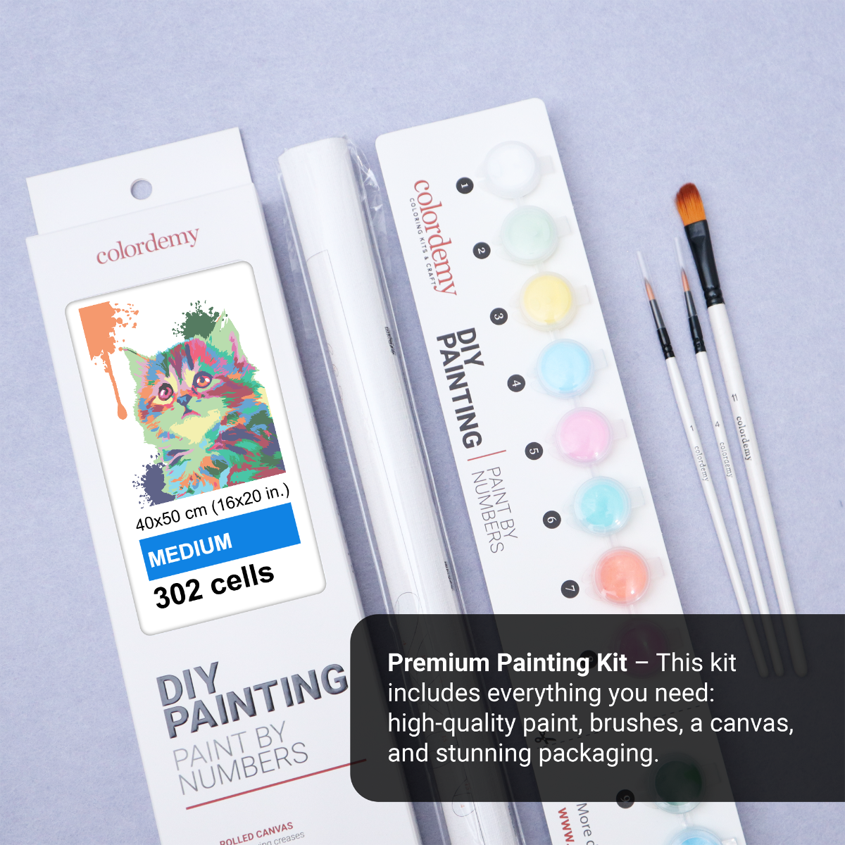 40x50cm Paint by Numbers kit: Playful Palette: Colourful Abstract Cute Cat