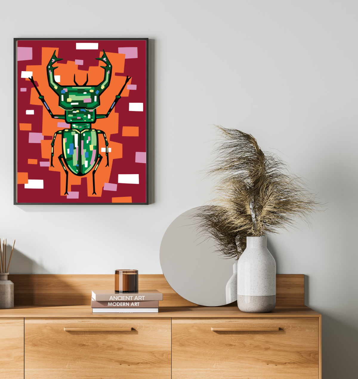 40x50cm Paint by Numbers Kit: Radiant Stag: Colourful Warm Stag Beetle