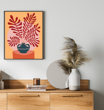 40x50cm Paint by Numbers Kit: Slate Elegance: Minimalist Vase with Large Plant