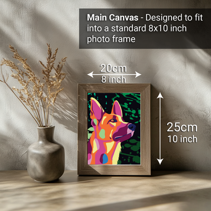 2-in-1 Paint by Numbers Kit - Rolled Canvases (20x25cm & 20x20cm), 16 Colours (Proud Little Paws - Shepherd)