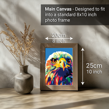 2-in-1 Paint by Numbers Kit - Rolled Canvases (20x25cm & 20x20cm), 16 Colours (Pop Party Palette - Eagle)