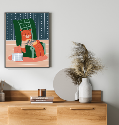 40x50cm Paint by Numbers kit: Cosy Corner: Lazy Bear on a Chair