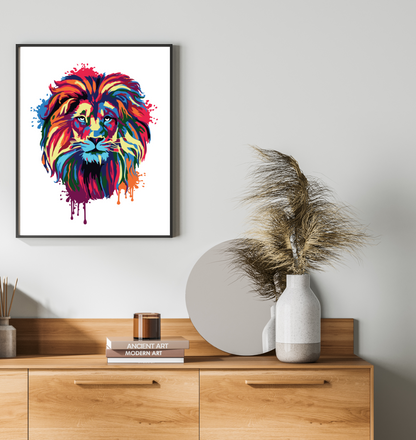 40x50cm Paint by Numbers Kit: Majestic Mane: Abstract Lion Portrait Paint by Numbers Kit!