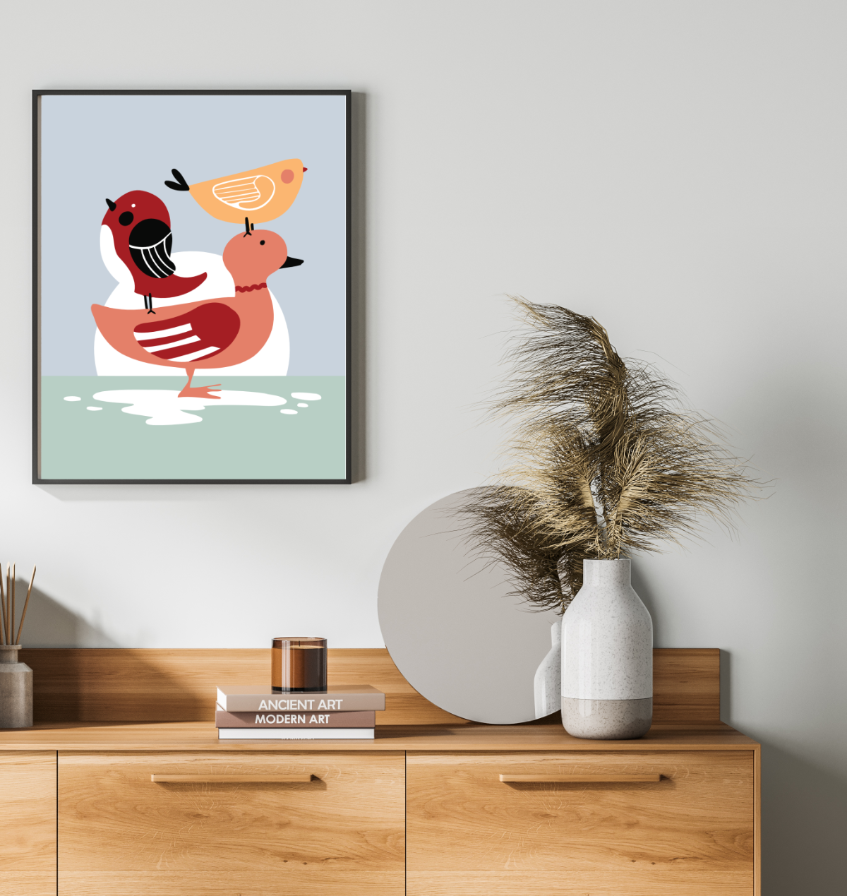40x50cm Paint by Numbers Kit: Minimalist Avian Harmony: Warm-Colored Birds