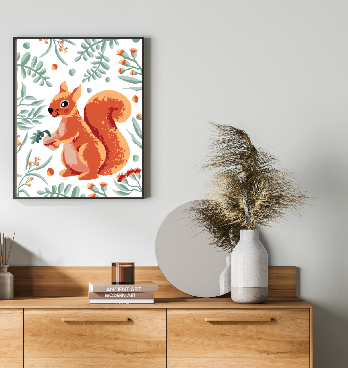 40x50cm Paint by Numbers Kit: Woodland Whimsy: Squirrel with Leafy Background