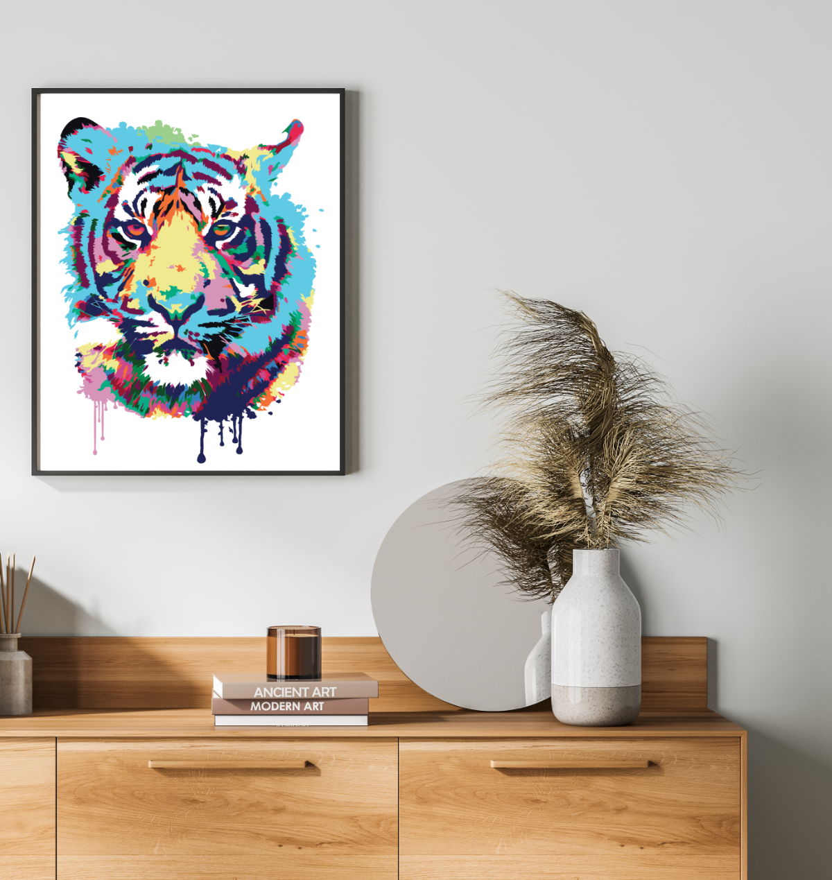 40x50cm Paint by Numbers Kit: Vibrant Roar: Abstract Tiger Portrait Paint by Numbers Kit!