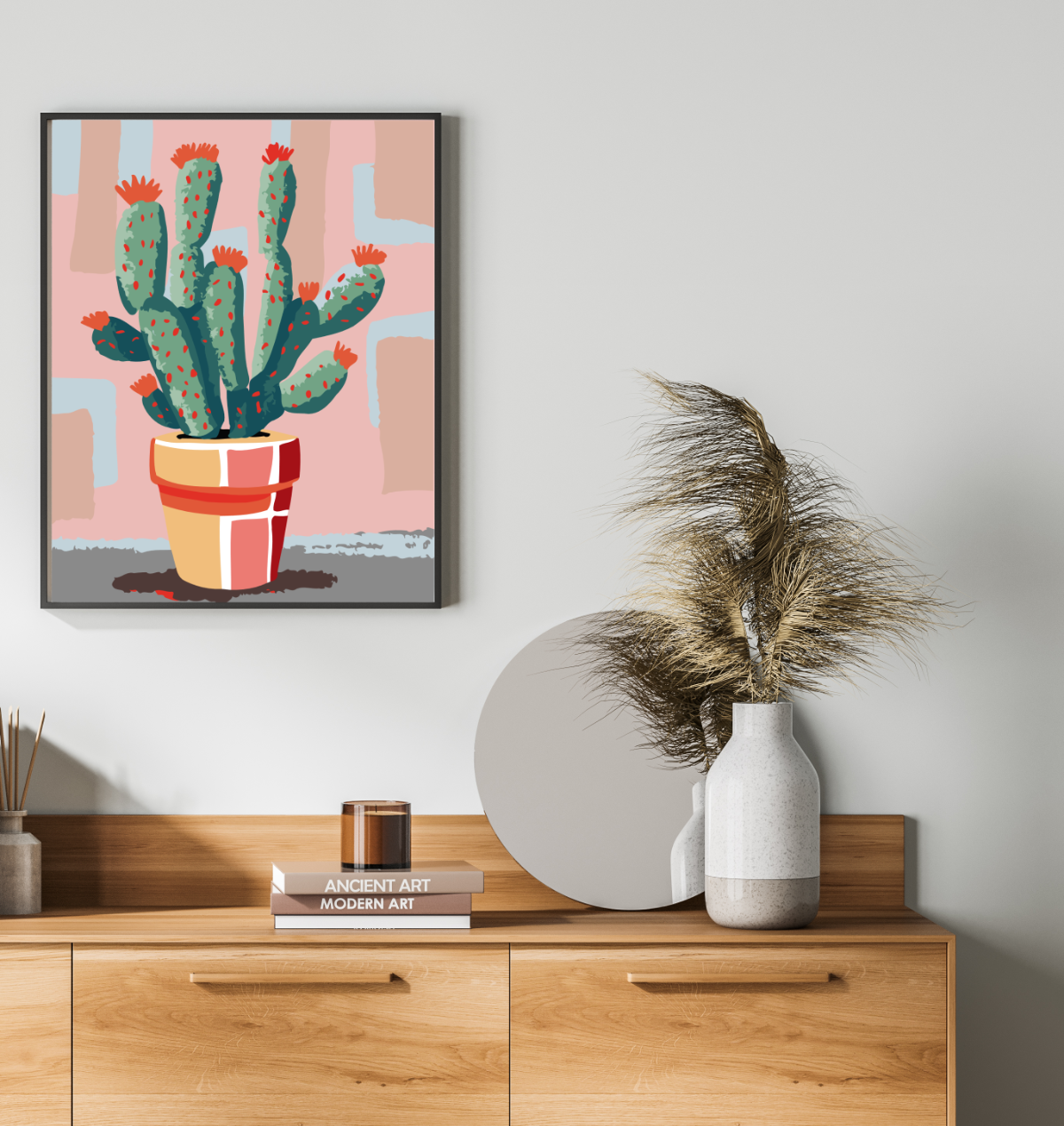 40x50cm Paint by Numbers Kit: Cactus pot paint by numbers kit in Matisse style