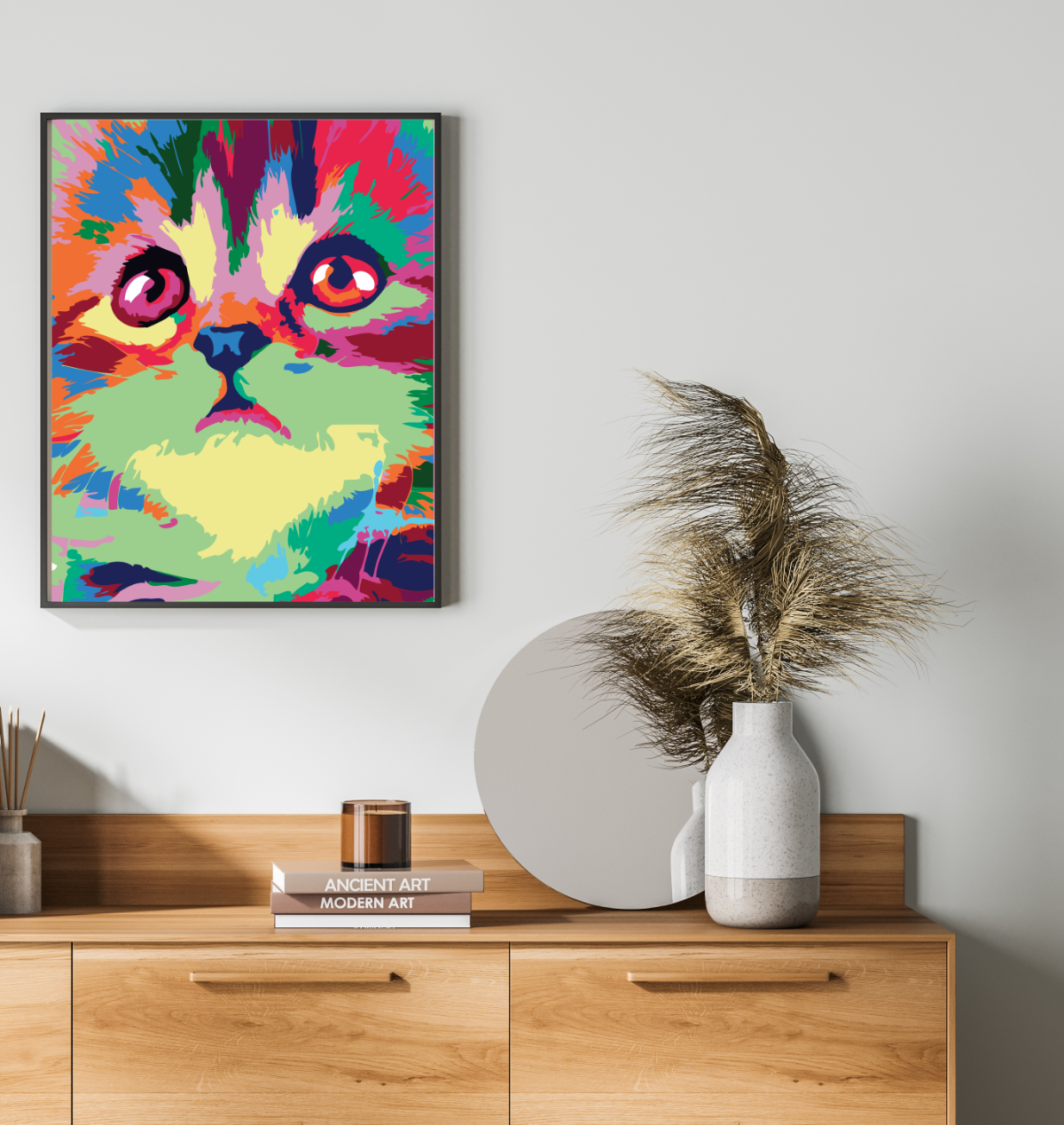 40x50cm Paint by Numbers kit: Mystical Whiskers: Closeup Abstract Cat Face