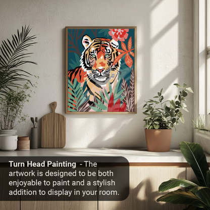 40x50cm Paint by Numbers Kit: Wild Serenity: Matisse-Style Tiger in the Jungle.