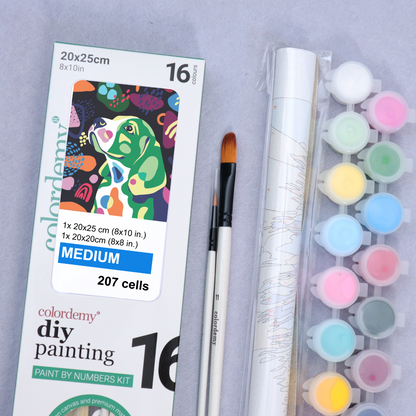 2-in-1 Paint by Numbers Kit - Rolled Canvases (20x25cm & 20x20cm), 16 Colours (Proud Little Paws - Dachshund)