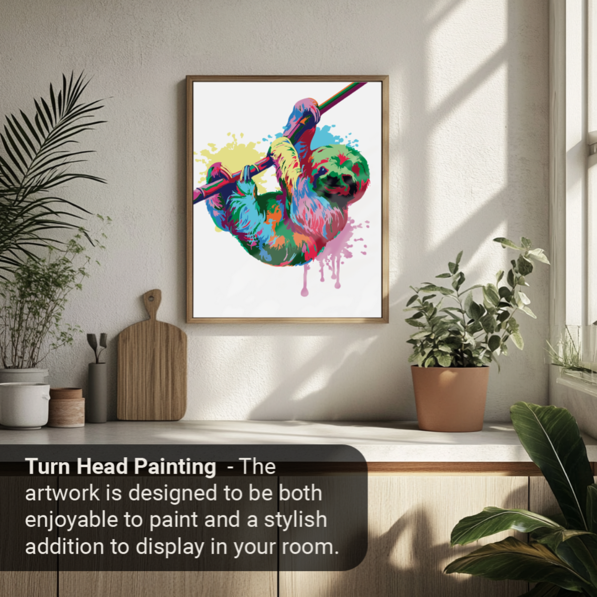 40x50cm Paint by Numbers Kit: Slothful Splendor: Colourful Abstract Sloth