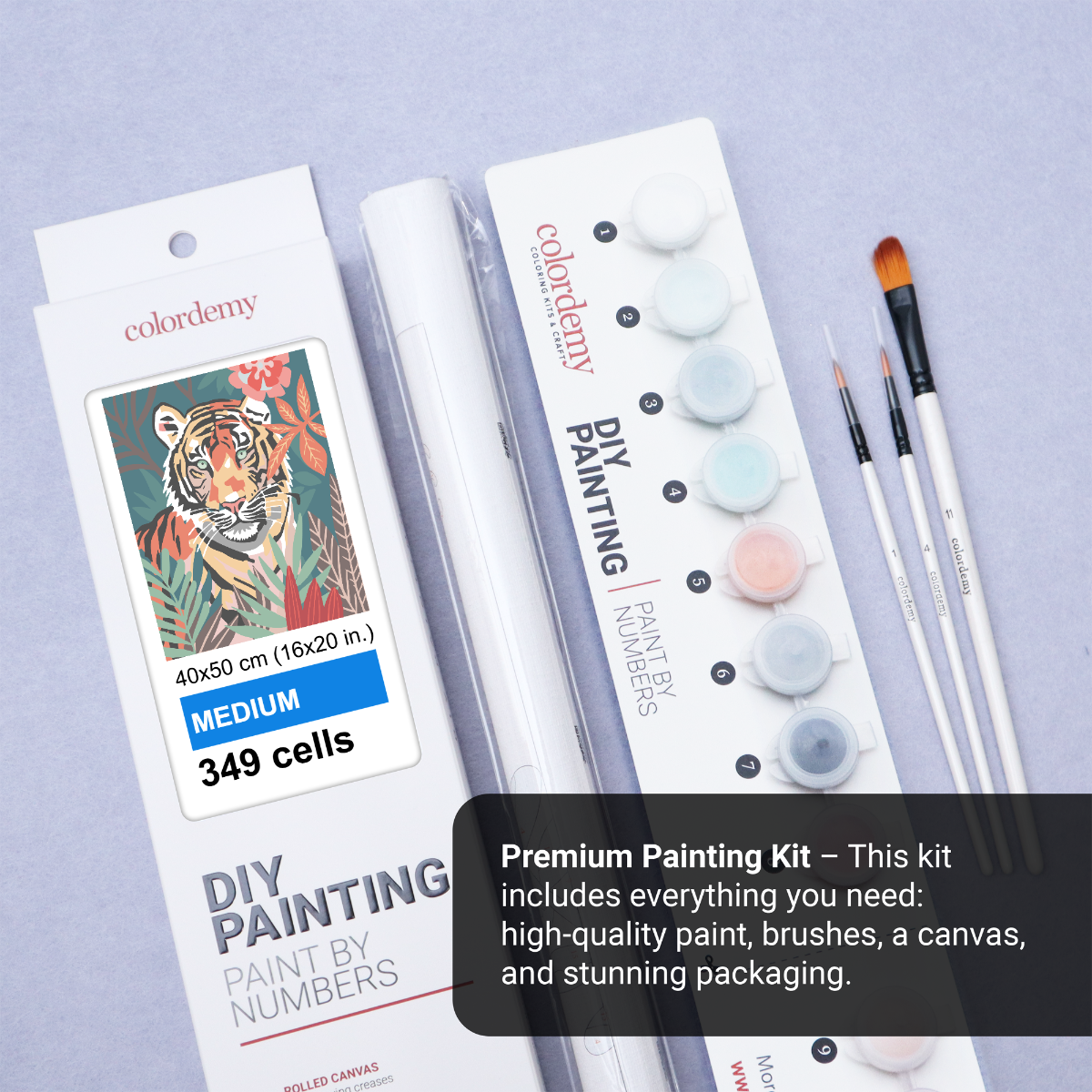 40x50cm Paint by Numbers Kit: Wild Serenity: Matisse-Style Tiger in the Jungle.