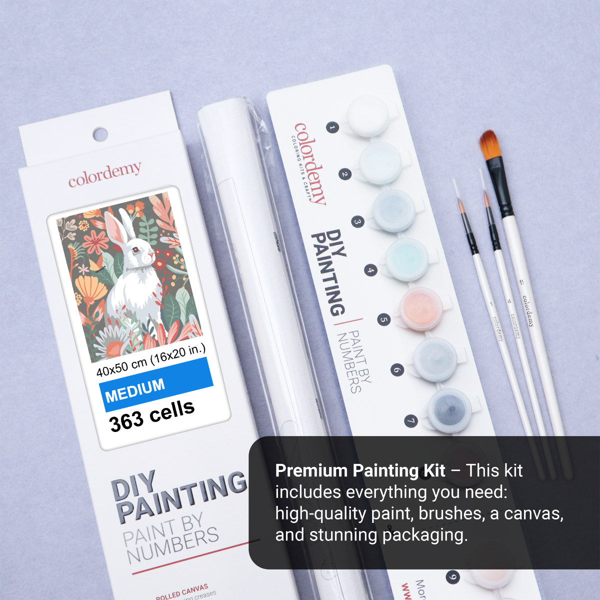 40x50cm Paint by Numbers Kit: Floral Elegance - White Rabbit Portrait