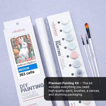 40x50cm Paint by Numbers Kit: Floral Elegance - White Rabbit Portrait