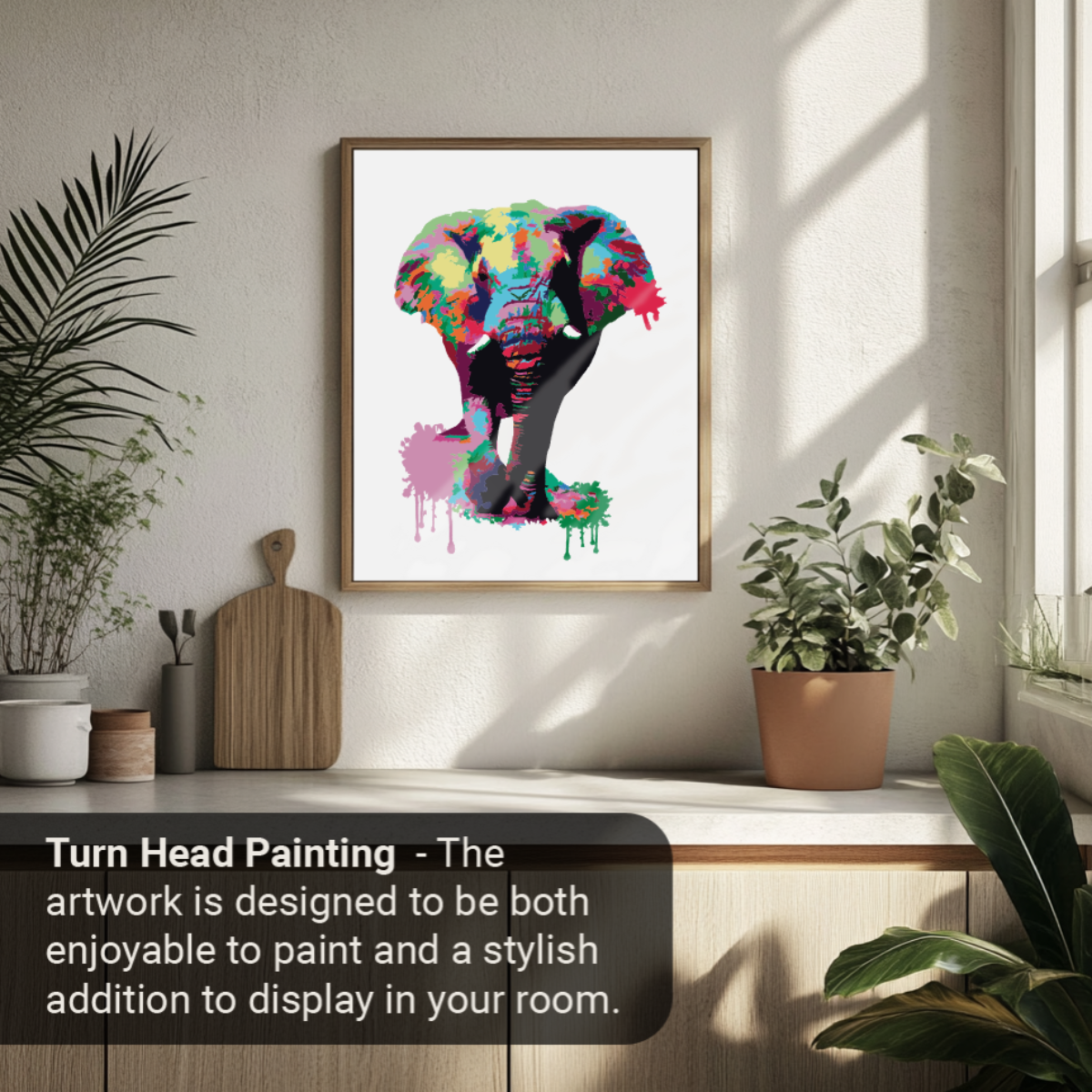 40x50cm Paint by Numbers Kit:  Safari Spectacle: Vibrant Splash Elephant