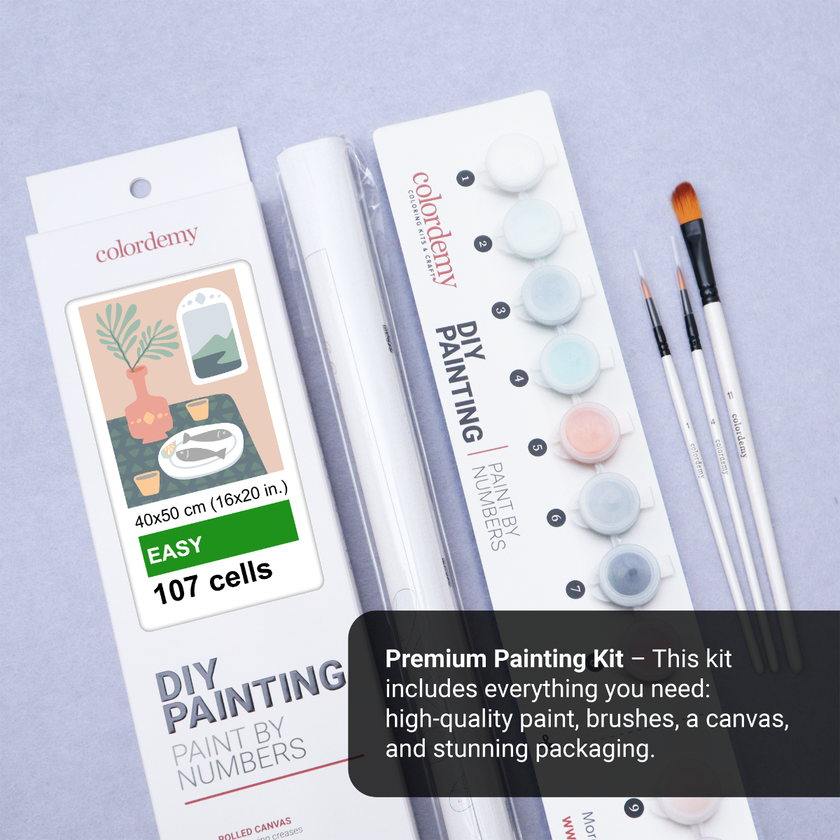 40x50cm Paint by Numbers Kit: Serenity in Contrast: Minimalist Dark Blue Table