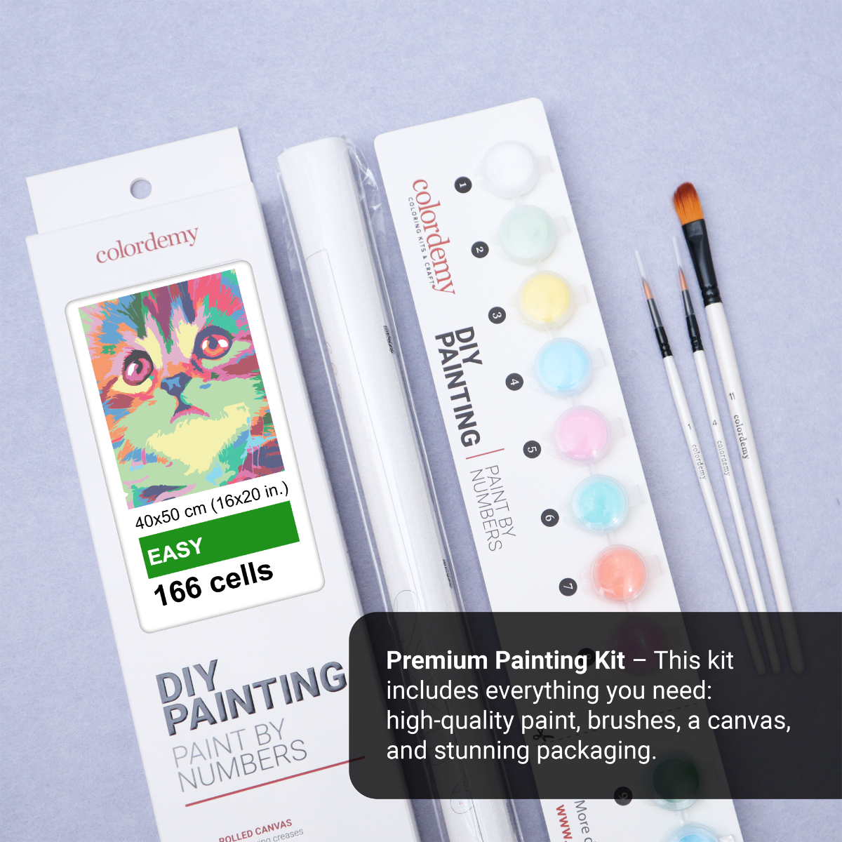 40x50cm Paint by Numbers kit: Mystical Whiskers: Closeup Abstract Cat Face