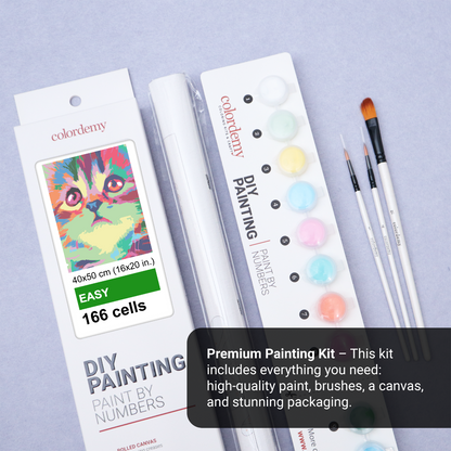 40x50cm Paint by Numbers kit: Mystical Whiskers: Closeup Abstract Cat Face