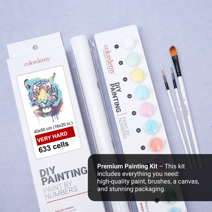 40x50cm Paint by Numbers Kit: Vibrant Roar: Abstract Tiger Portrait Paint by Numbers Kit!