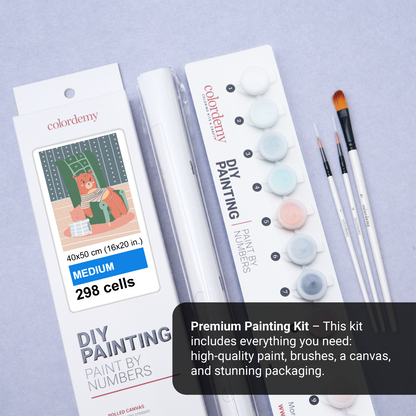 40x50cm Paint by Numbers kit: Cosy Corner: Lazy Bear on a Chair