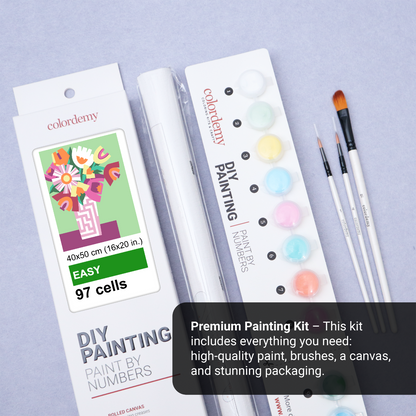 40x50cm Paint by Numbers kit:  Vibrant Blooms: Colourful Flower Vase