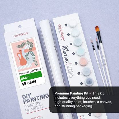 40x50cm Paint by Numbers Kit: Botanical Simplicity: Minimalist Red Vase and Round Pot